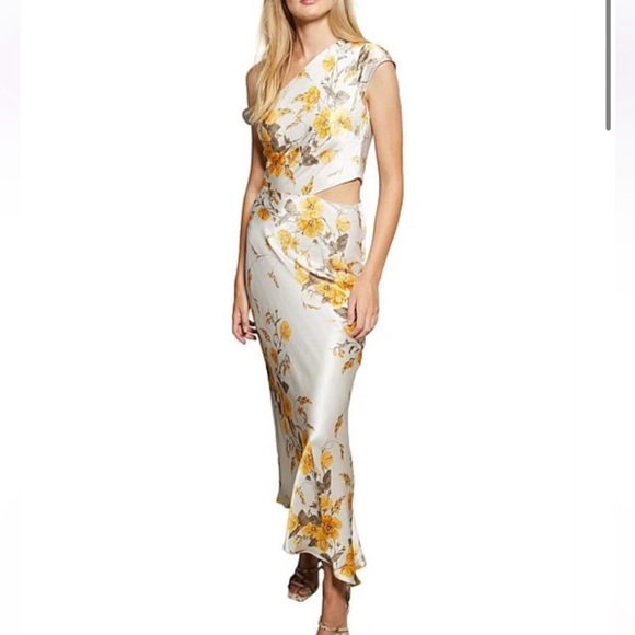 BEC & BEC MATILDE ASYM ONE SHOULDER FLORAL MIDI DRESS SIZE 8 - Picture 8 of 10